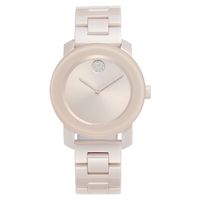 Movado Women's BOLD Ceramic Watch with a Crystal-Set Dot, Pink/Silver 3600536