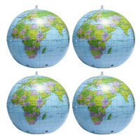 4x Inflatable World Earth Globe Map Beach Ball Geography Education Playing Toy or Teaching 15 Inch