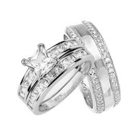 His and Hers Wedding Rings Set Sterling Silver Bands for Him Her